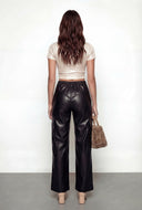 Faux Leather Cargo Wide Leg Pants