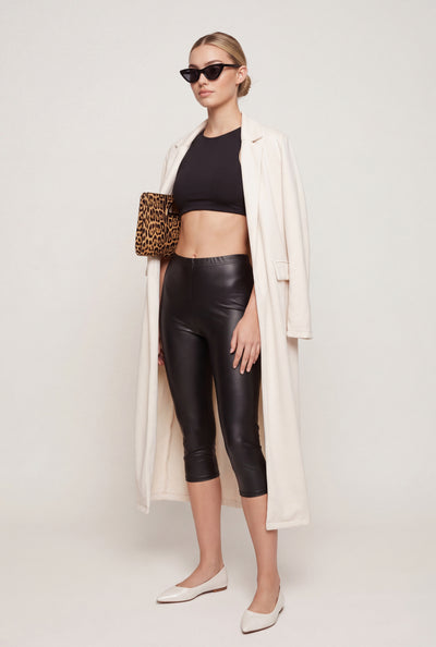 Vegan Leather Capri Leggings