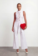 Maelynn Chain Crepe Knit Flared Leg Jumpsuit