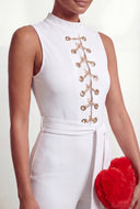 Maelynn Chain Crepe Knit Flared Leg Jumpsuit