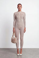 Daphne Rib Knit Zip Front Catsuit