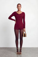 Ariyah Glitter Cowl Neck Long Sleeve Romper