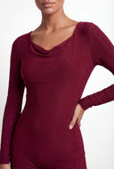 Ariyah Glitter Cowl Neck Long Sleeve Romper
