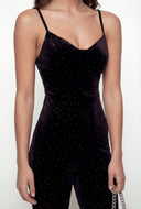 Rhinestone Velvet Sweetheart Bustier Jumpsuit