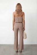Strapless Crepe Knit Wide-Leg Jumpsuit