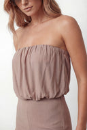 Strapless Crepe Knit Wide-Leg Jumpsuit