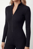 Jovie Ribbed Zip Mock Neck Jumpsuit