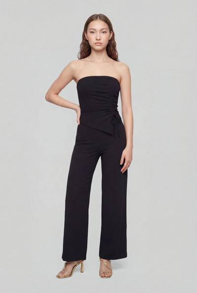 Asymmetrical Crepe Strapless Jumpsuit