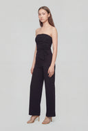 Asymmetrical Crepe Strapless Jumpsuit