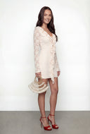 Cassidy Lace Plunge Tie Front Mini Dress