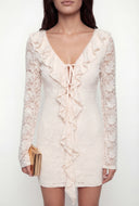 Cassidy Lace Plunge Tie Front Mini Dress