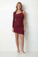 Glitter Metallic Detail One Shoulder Mini Dress