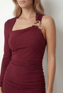 Glitter Metallic Detail One Shoulder Mini Dress