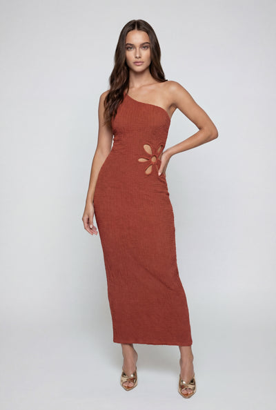 Daisy Cutout One Shoulder Maxi Dress