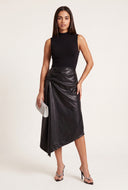 Vegan Leather Asymmetrical Dress