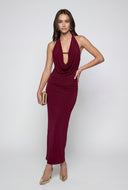 Plunge Cowl Neck Cocktail Dress