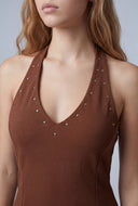 Studded Halter Mini Dress