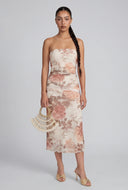 Floral Strapless Midi Dress