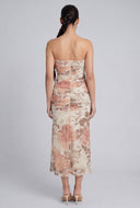 Floral Strapless Midi Dress