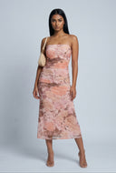 Floral Strapless Midi Dress