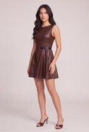 Vegan Leather Belted Mini Dress
