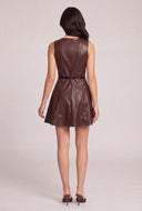 Vegan Leather Belted Mini Dress