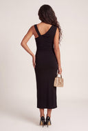 Brooch Shoulder Cowl Neck Maxi Dress