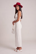 Brooch Shoulder Cowl Neck Maxi Dress