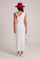 Brooch Shoulder Cowl Neck Maxi Dress