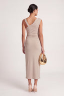 Brooch Shoulder Cowl Neck Maxi Dress