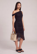 Aymmetrical Ruched Midi Dress