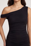 Aymmetrical Ruched Midi Dress