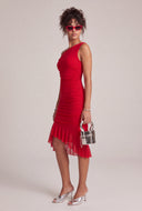 Aymmetrical Ruched Midi Dress