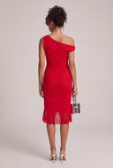 Aymmetrical Ruched Midi Dress