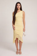 Aymmetrical Ruched Midi Dress