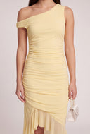 Aymmetrical Ruched Midi Dress
