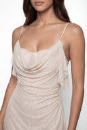 Rowyn Rhinestone Mesh Cowl Neck Bustier Dress