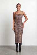 Journi Leopard Scalloped Square Neck Cami Dress