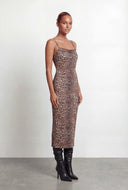 Journi Leopard Scalloped Square Neck Cami Dress