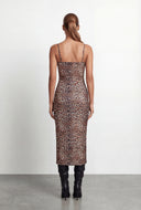 Journi Leopard Scalloped Square Neck Cami Dress
