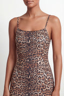 Journi Leopard Scalloped Square Neck Cami Dress