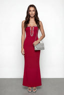 Mesh Detail Strapless Mermaid Cocktail Dress