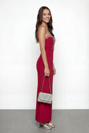 Mesh Detail Strapless Mermaid Cocktail Dress