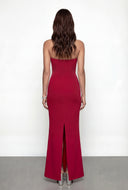Mesh Detail Strapless Mermaid Cocktail Dress