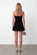 Celia Leopard Velvet Burnout Strapless Mini Dress