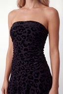 Celia Leopard Velvet Burnout Strapless Mini Dress