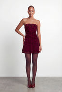 Celia Leopard Velvet Burnout Strapless Mini Dress