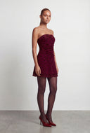 Celia Leopard Velvet Burnout Strapless Mini Dress