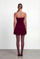 Celia Leopard Velvet Burnout Strapless Mini Dress