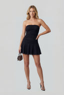 Zelina Strapless Lace Ruched Mini Dress